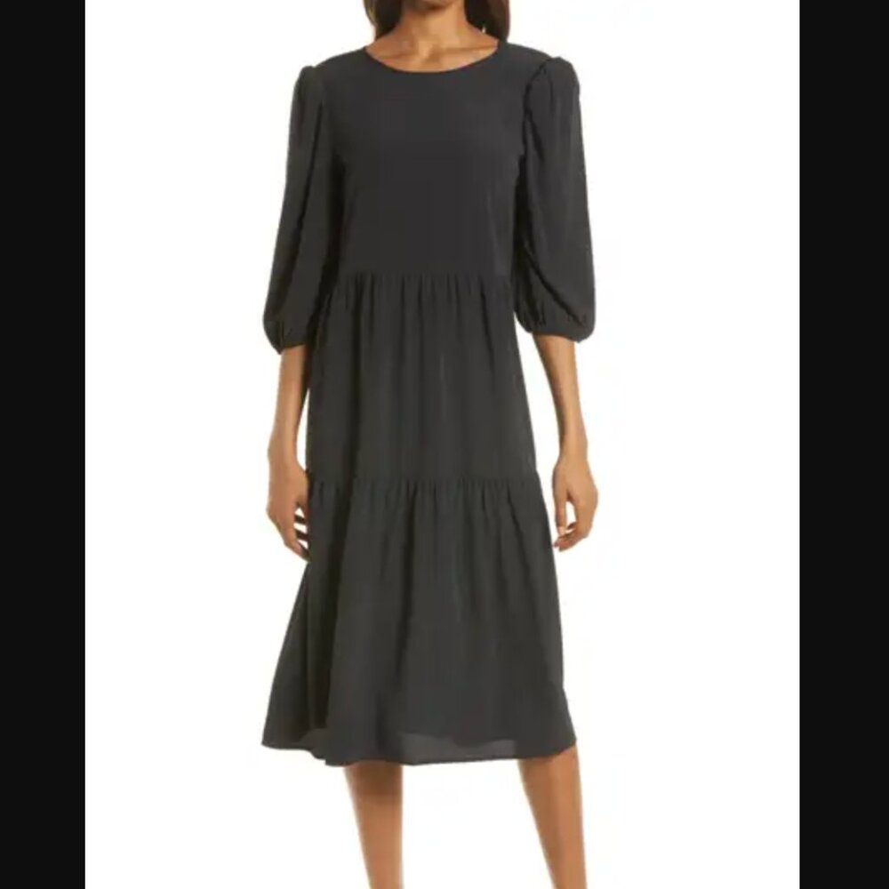 Charles Henry Tie Back Midi Dress